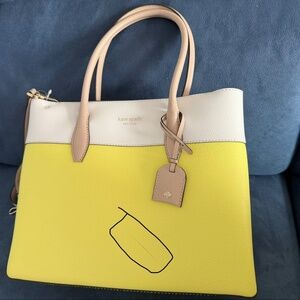 Kate Spade yellow and white purse